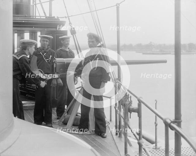 U.S.S. Massachusetts, 6 pounder and crew, between 1896 and 1901. Creator: Unknown.