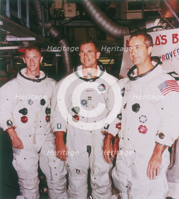 Apollo 9 astronauts, 1968. Artist: Unknown