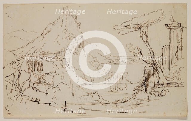 Sketch for an Allegorical or Architectural Fantasy, c1820-1848. Creator: Thomas Cole.