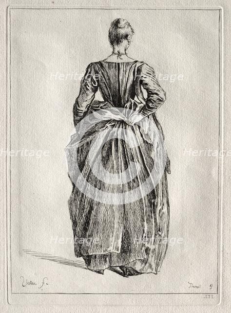 Study of a Woman from the Back. Creator: Pierre Charles Trémolière (French, 1703-1739).