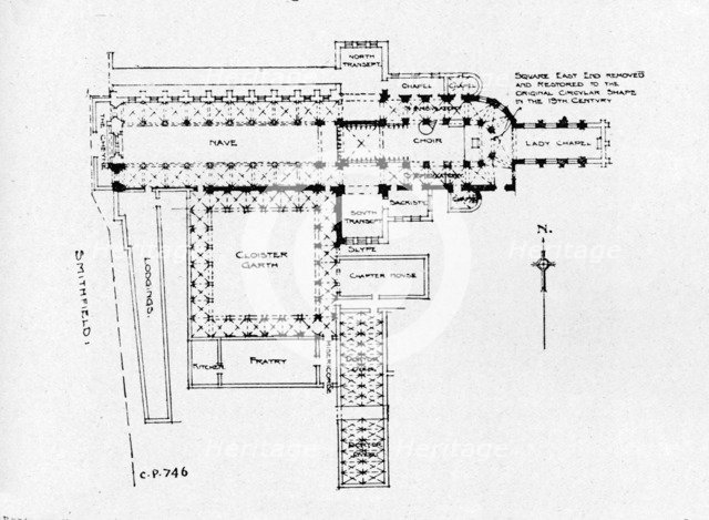 Plan of the Priory Church of St Bartholomew-the-Great, London, 1906. Artist: Unknown.