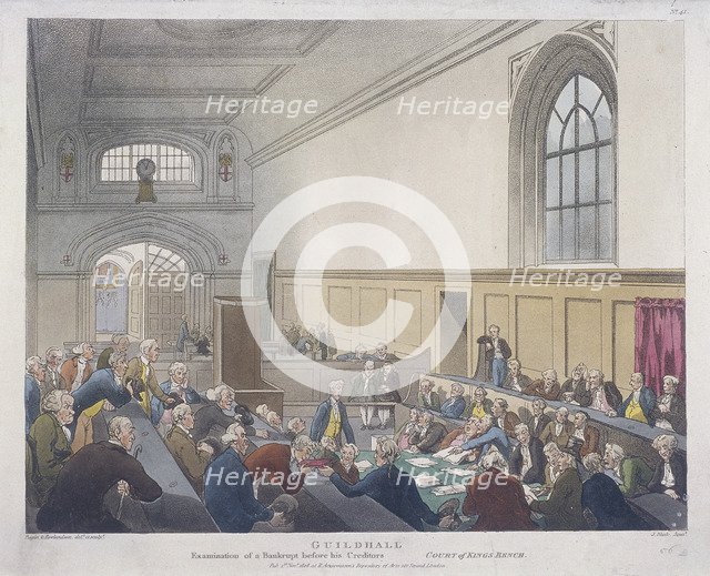 Court of King's Bench, Guildhall, London, 1808. Artist: J Bluck