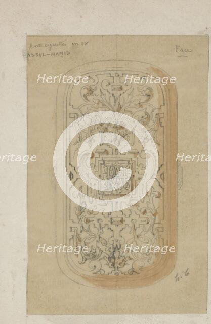 Design for cigarette case with monogram AH, c.1864-c.1894. Creator: Henri Cameré.