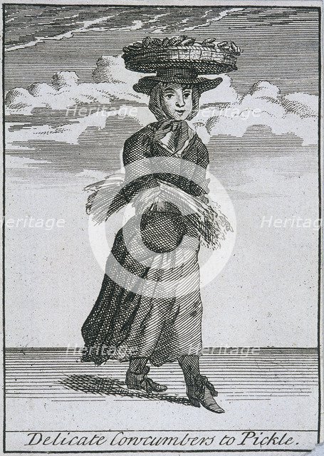 'Delicate Concumbers to Pickle', Cries of London, (c1688?).  Artist: Anon