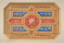 Design for a paneled ceiling, 19th century. Creators: Jules-Edmond-Charles Lachaise, Eugène-Pierre Gourdet.