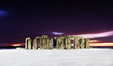 Stonehenge at twilight, Wiltshire.