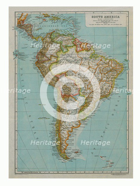 Map of South America, c1910. Artist: Gull Engraving Company.