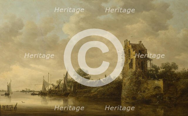 Riverside with an Old Tower, 1645. Creator: Jan van Goyen.