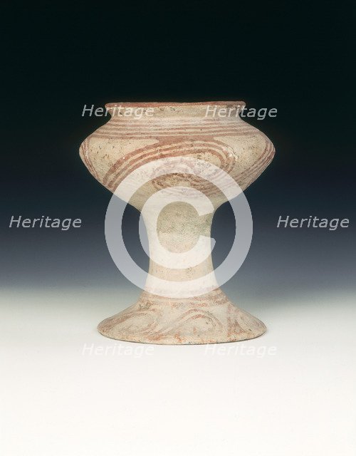 Ban Chiang pottery footed bowl, Thailand, c1000-500 BC. Artist: Unknown