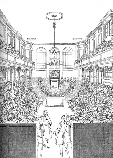Interior of the House of Commons in 1742 (1905). Artist: Unknown.
