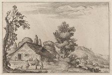 Landscape with a Traveler before a Cottage, 1638. Creator: Ercole Bazicaluva.
