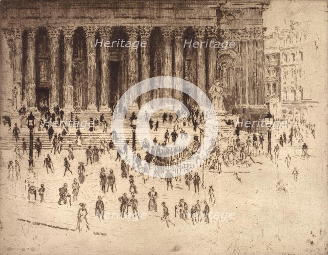 Pavement, St. Paul's, London, 1905. Creator: Joseph Pennell.