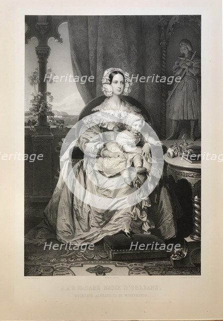 Marie d'Orléans, duchess of Württemberg (1813-1839), with son Philipp, 1844.