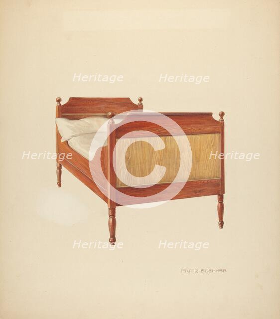 Zoar "Sleigh" Bed, c. 1938. Creator: Fritz Boehmer.