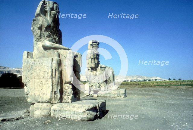The Colossi of Memnon, Luxor West Bank, Egypt, c1400 BC. Artist: Unknown