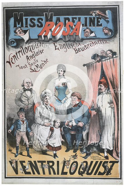 A poster for a performance by Miss Madeline Rosa, ventriloquist, 1883. Creator: Unknown.