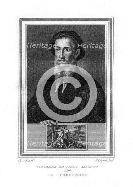 Il Pordenone, Italian painter of the Venetian School, (1825).Artist: John Corner