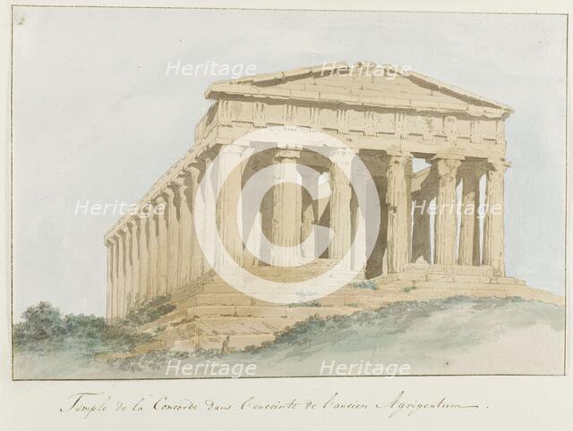 Concorde temple within walls of old Agrigentum, 1778. Creator: Louis Ducros.