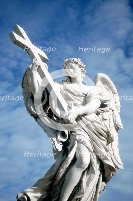 Angel carrying a cross, from the Ponte St Angelo, Rome, Italy, 1669. Artist: Gian Lorenzo Bernini