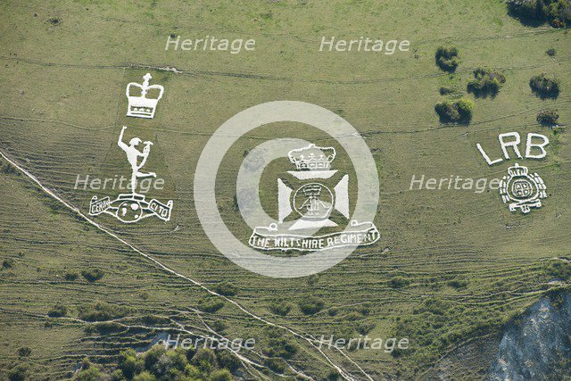 Chalk military badges, Fovant Down, Wiltshire, 2015. Creator: Historic England Staff Photographer.