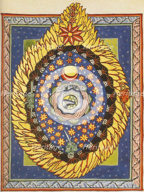 God, Cosmos, and Humanity. Miniature from Liber Scivias by Hildegard of Bingen, c. 1175.