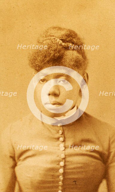 Portrait of unidentified young woman with buttoned bodice and band collar, (1880-1889?). Creator: H. A. Insley.