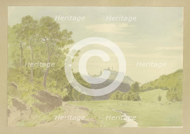 Trees on a slope, Braunfels Castle in the background, 1865. Creator: Carl Theodor Reiffenstein.