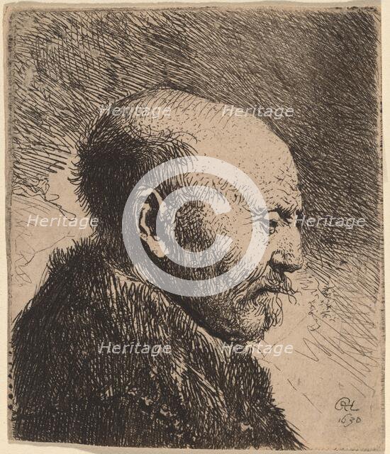 A Bald Man in Profile (The Artist's Father?), 1630. Creator: Rembrandt Harmensz van Rijn.