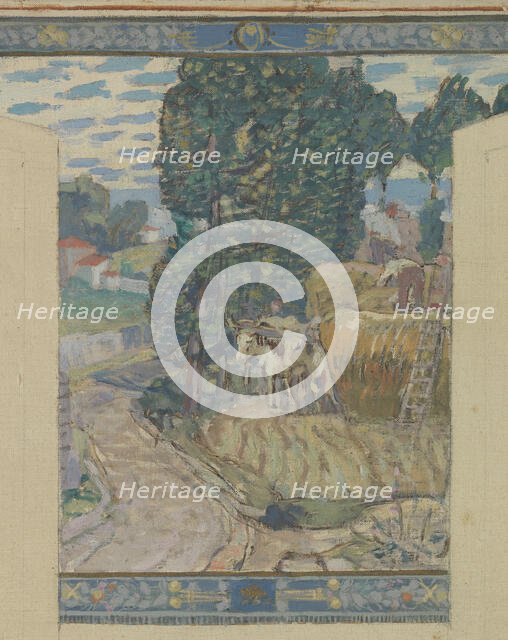 Esquisse pour la mairie de Fresnes : Paysage. Travaux des champs, 1905. Creator: Victor Menu.