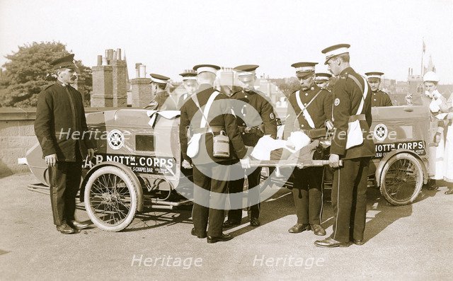 Campion Brothers motorcycle ambulances, Nottingham, Nottinghamshire, c1916. Artist: Unknown
