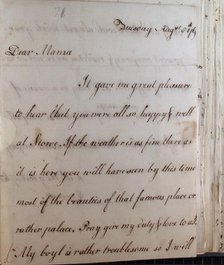 Letter from William Pitt, 1769. Creator: William Pitt the Younger.