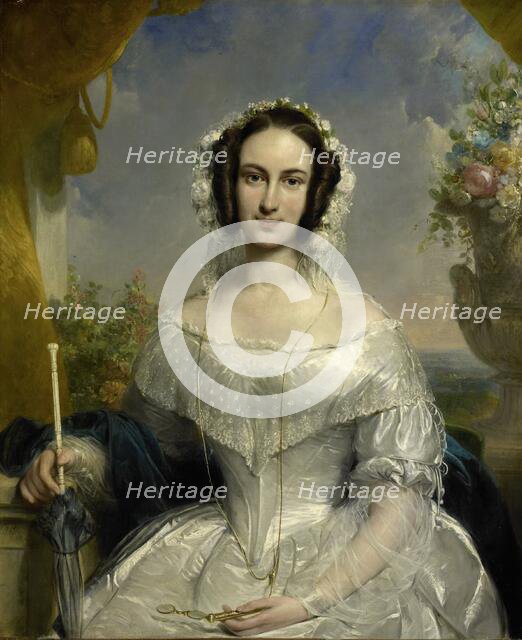 Agatha Petronella Hartsen (1814-1878) wearing her wedding dress..., 17 March 1841, (1841).  Creator: Jan Willem Pieneman.