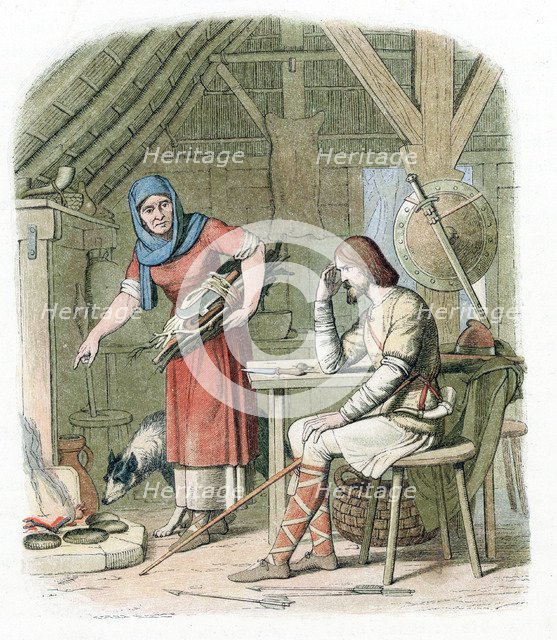 King Alfred burning the cakes, 878 (1864). Artist: Unknown