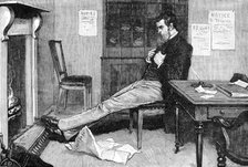 The State of Ireland: a boycotted agent's office - rent day, but no rent, 1881. Creator: William James Palmer.