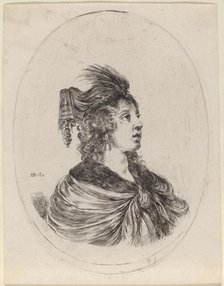 Woman in a Feathered Turban, Turned to the Right, 1649/1650. Creator: Stefano della Bella.