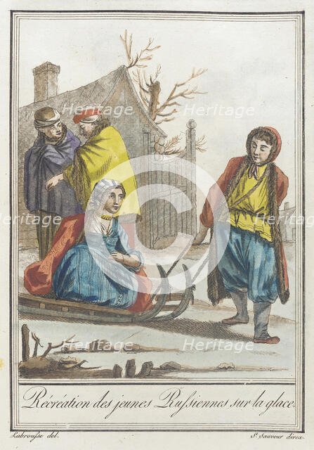 Costumes de Différents Pays, 'Récréation des Jeunes Russiennes sur la Glace', c1797. Creators: Jacques Grasset de Saint-Sauveur, LF Labrousse.
