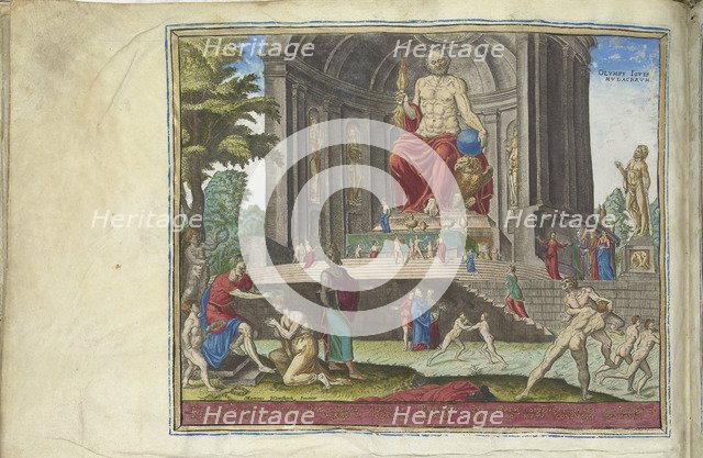 The Statue of Jupiter at Olympia (from the series The Eighth Wonders of the World), 1572. Artist: Galle, Philipp (Philips) (1537-1612)
