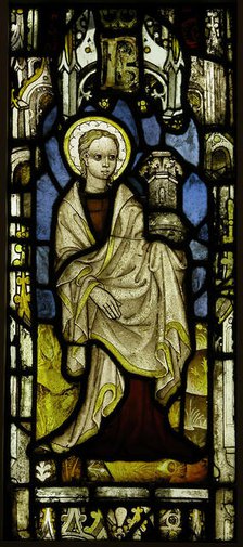 Stained Glass Panel with St. Barbara, British, ca. 1450. Creator: Unknown.