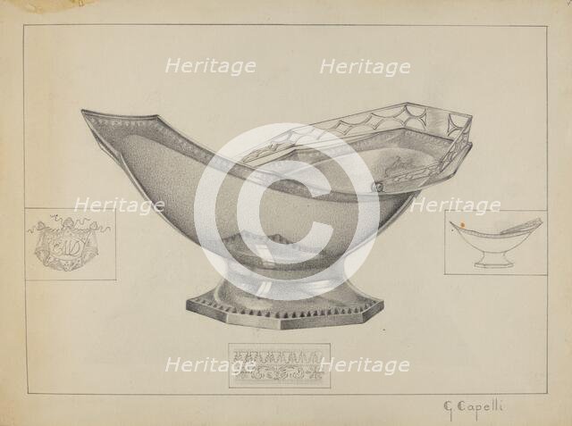 Silver Cake Basket, c. 1936. Creator: Giacinto Capelli.