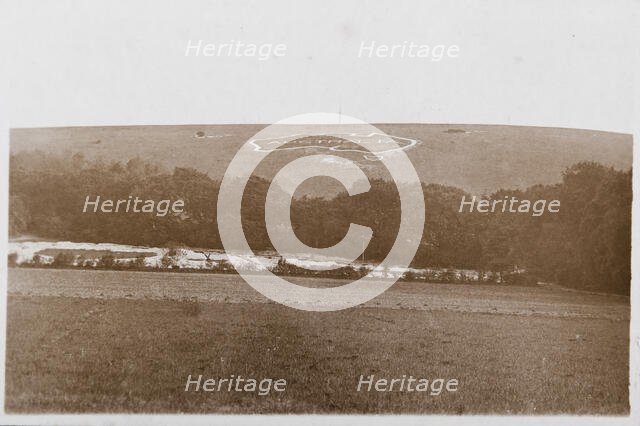 Large map of Australia carved into the chalk downs at Hurdcott Camp (Compton...2 June 1917. Creator: Murphy.