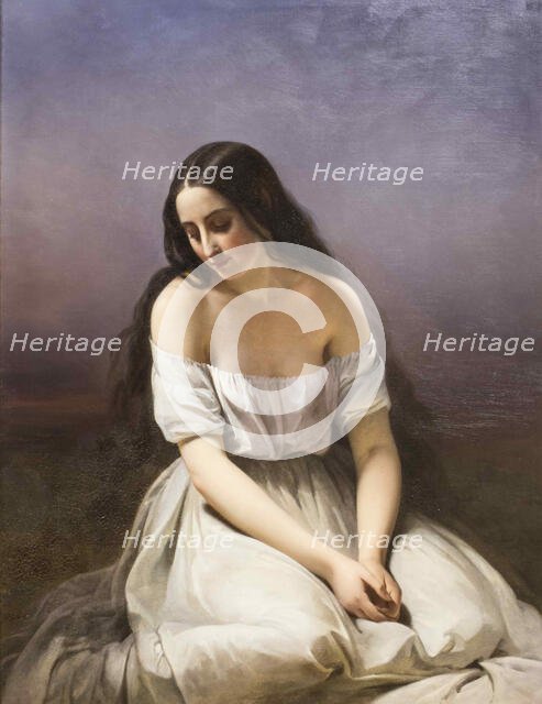 A young woman kneeling, 1839. Creator: Brune-Pagès, Aimée (1803-1866).