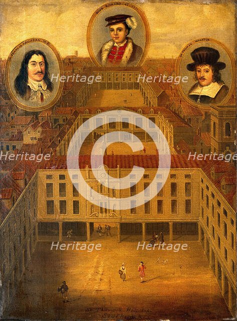 Saint Thomas's Hospital, Southwark: the enfilade of three courtyards..., c17th century. Creator: Unknown.