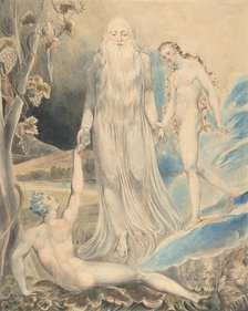 Angel of the Divine Presence Bringing Eve to Adam (The Creation of Eve..., ) (recto)..., 1803. Creator: William Blake.