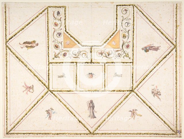 Design for a Ceiling in Pompeian Style, 18th century. Creator: Anon.