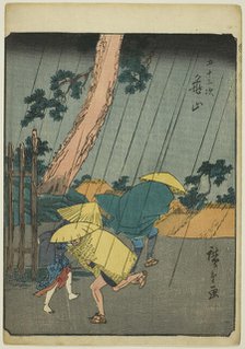 Kameyama, from the series "Fifty-three Stations [of the Tokaido] (Gojusan tsugi)," also..., 1852. Creator: Ando Hiroshige.