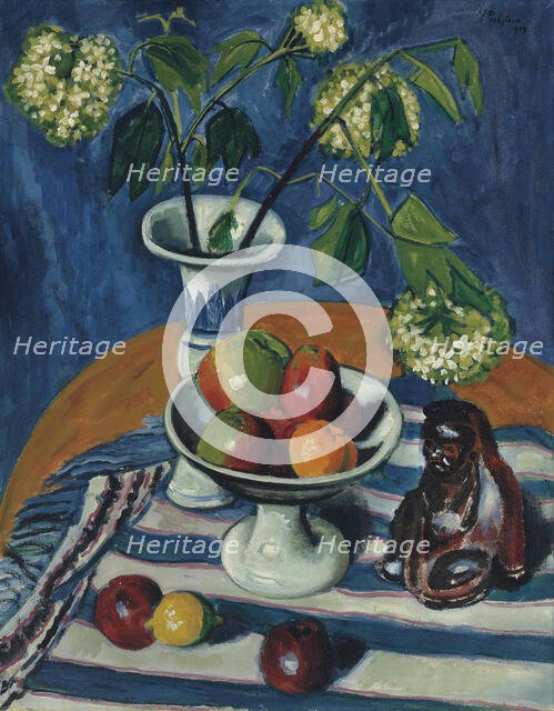 Still life with apples and viburnum, 1923. Creator: Pechstein, Hermann Max (1881-1955).