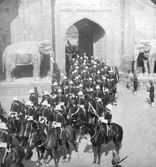 A procession passing through the Delhi Gate, Lahore, Pakistan, 1913.Artist: HD Girdwood
