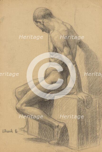 Study of a seated man, 1910-1920. Creator: Emil Alexay-Olexák.