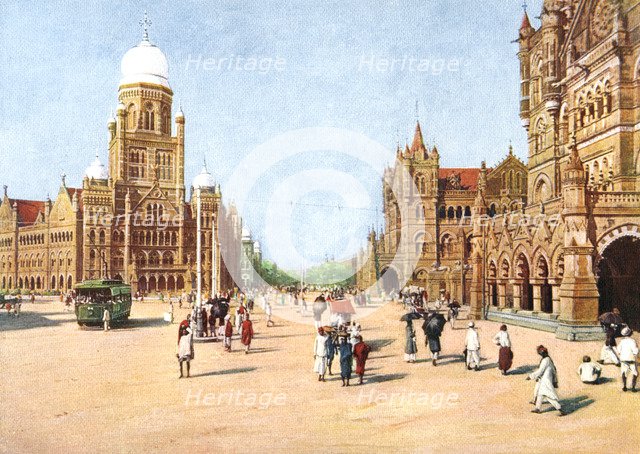 The Municipal Offices and Victoria Terminus, Bombay, India, early 20th century. Artist: Unknown