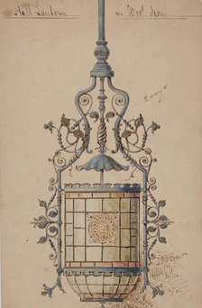 Wrought Iron Hall Lantern Design, 19th century. Creator:  J. B. B..